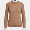 Suéteres de cachemira con cuello Ralph Lauren para mujer en color marrón