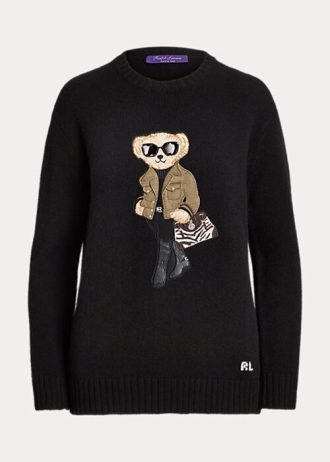 Suéteres de cachemira negros con diseño de oso utilitario de Ralph Lauren para mujer