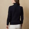 Suéteres de cuello alto de cachemira con botones Ralph Lauren para mujer en azul marino