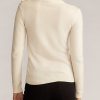 Suéteres de cuello alto de cachemira con botones Ralph Lauren para mujer en color crema