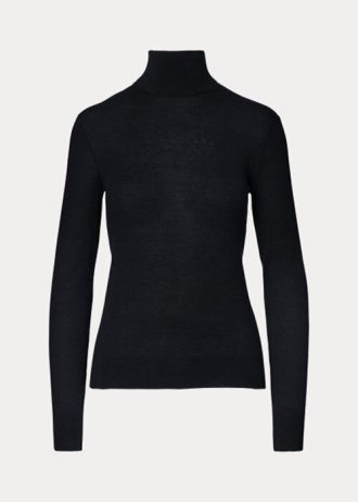Suéteres de cuello alto de cachemira Ralph Lauren negros para mujer