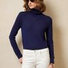 Suéteres de cuello alto de cachemira Ralph Lauren para mujer en azul marino