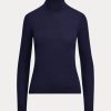 Suéteres de cuello alto de cachemira Ralph Lauren para mujer en azul marino