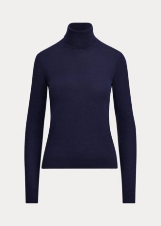Suéteres de cuello alto de cachemira Ralph Lauren para mujer en azul marino