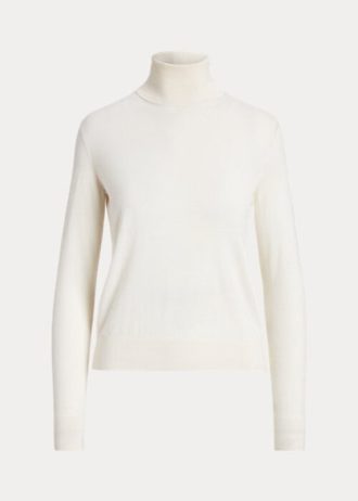 Suéteres de cuello alto de cachemira Ralph Lauren para mujer en color crema Suéteres de cuello alto de cachemira Ralph Lauren para mujer en color crema