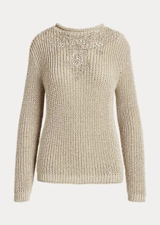 Suéteres de cuello alto de seda con adornos de Ralph Lauren para mujer en beige Suéteres de cuello alto de seda con adornos de Ralph Lauren para mujer en beige