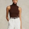 Suéteres de cuello alto sin mangas de lana Ralph Lauren para mujer en color marrón
