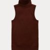 Suéteres de cuello alto sin mangas de lana Ralph Lauren para mujer en color marrón