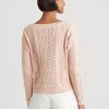 Suéteres de cuello barco de algodón de punto Aran de Ralph Lauren para mujer en color rosa Suéteres de cuello barco de algodón de punto Aran de Ralph Lauren para mujer en color rosa