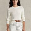 Suéteres de cuello redondo de algodón Ralph Lauren blancos para mujer Suéteres de cuello redondo de algodón Ralph Lauren blancos para mujer
