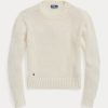 Suéteres de cuello redondo de algodón Ralph Lauren blancos para mujer Suéteres de cuello redondo de algodón Ralph Lauren blancos para mujer