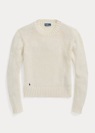 Suéteres de cuello redondo de algodón Ralph Lauren blancos para mujer Suéteres de cuello redondo de algodón Ralph Lauren blancos para mujer