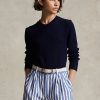 Suéteres de cuello redondo de algodón Ralph Lauren para mujer en color azul marino Suéteres de cuello redondo de algodón Ralph Lauren para mujer en color azul marino