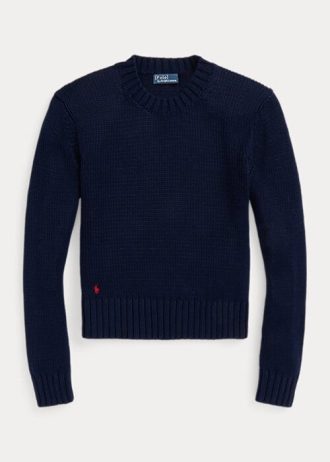 Suéteres de cuello redondo de algodón Ralph Lauren para mujer en color azul marino Suéteres de cuello redondo de algodón Ralph Lauren para mujer en color azul marino