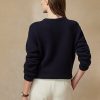 Suéteres de cuello redondo de cachemira con bandera de Ralph Lauren para mujer en azul marino