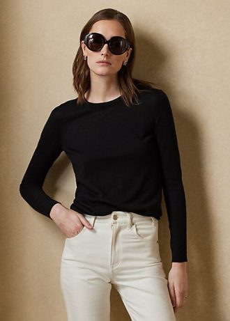 Suéteres de cuello redondo de cachemira Ralph Lauren negros para mujer Suéteres de cuello redondo de cachemira Ralph Lauren negros para mujer