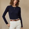 Suéteres de cuello redondo de cachemira Ralph Lauren para mujer en azul marino