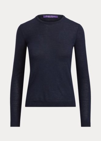 Suéteres de cuello redondo de cachemira Ralph Lauren para mujer en azul marino Suéteres de cuello redondo de cachemira Ralph Lauren para mujer en azul marino