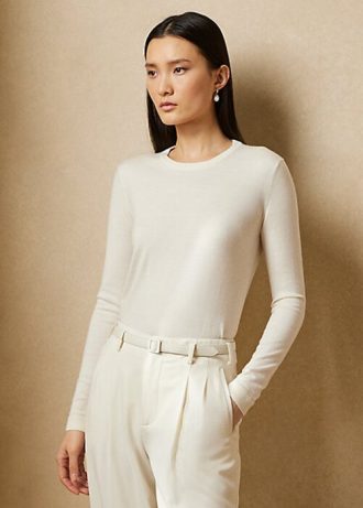 Suéteres de cuello redondo de cachemira Ralph Lauren para mujer en color crema Suéteres de cuello redondo de cachemira Ralph Lauren para mujer en color crema