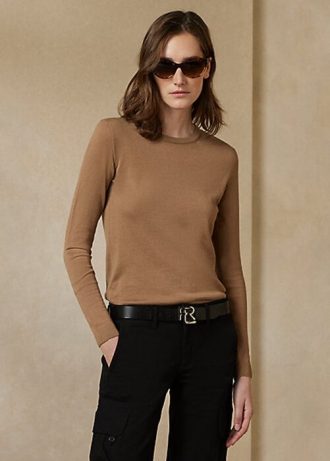 Suéteres de cuello redondo de cachemira Ralph Lauren para mujer en color marrón Suéteres de cuello redondo de cachemira Ralph Lauren para mujer en color marrón