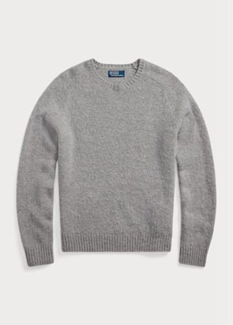 Suéteres de cuello redondo de lana con parche de gamuza de Ralph Lauren para hombre en gris Suéteres de cuello redondo de lana con parche de gamuza de Ralph Lauren para hombre en gris