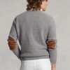 Suéteres de cuello redondo de lana con parche de gamuza de Ralph Lauren para hombre en gris Suéteres de cuello redondo de lana con parche de gamuza de Ralph Lauren para hombre en gris