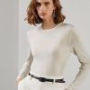 Suéteres de cuello redondo de lana merino Ralph Lauren para mujer en color crema Suéteres de cuello redondo de lana merino Ralph Lauren para mujer en color crema