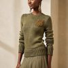 Suéteres de cuello redondo de mezcla de seda con adornos verdes de Ralph Lauren para mujer Suéteres de cuello redondo de mezcla de seda con adornos verdes de Ralph Lauren para mujer