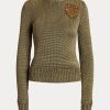Suéteres de cuello redondo de mezcla de seda con adornos verdes de Ralph Lauren para mujer Suéteres de cuello redondo de mezcla de seda con adornos verdes de Ralph Lauren para mujer