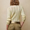 Suéteres de cuello redondo de seda con punto trenzado de Ralph Lauren para mujer en color crema