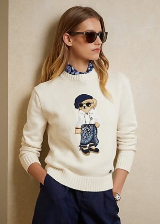 Suéteres de jersey con diseño de oso y pareo Ralph Lauren en color crema para mujer Suéteres de jersey con diseño de oso y pareo Ralph Lauren en color crema para mujer