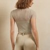 Suéteres de malla Ralph Lauren de manga corta en beige para mujer Suéteres de malla Ralph Lauren de manga corta en beige para mujer