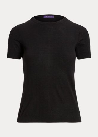 Suéteres de manga corta de jersey de cachemira Ralph Lauren negros para mujer Suéteres de manga corta de jersey de cachemira Ralph Lauren negros para mujer