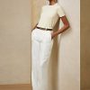 Suéteres de manga corta de jersey de cachemira Ralph Lauren para mujer en color crema