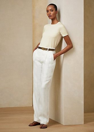Suéteres de manga corta de jersey de cachemira Ralph Lauren para mujer en color crema Suéteres de manga corta de jersey de cachemira Ralph Lauren para mujer en color crema