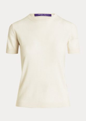 Suéteres de manga corta de jersey de cachemira Ralph Lauren para mujer en color crema Suéteres de manga corta de jersey de cachemira Ralph Lauren para mujer en color crema