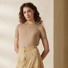 Suéteres de manga corta de jersey de cachemira Ralph Lauren para mujer en color marrón Suéteres de manga corta de jersey de cachemira Ralph Lauren para mujer en color marrón