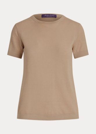 Suéteres de manga corta de jersey de cachemira Ralph Lauren para mujer en color marrón Suéteres de manga corta de jersey de cachemira Ralph Lauren para mujer en color marrón
