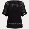 Suéteres de manga corta de malla de algodón Ralph Lauren negros para mujer Suéteres de manga corta de malla de algodón Ralph Lauren negros para mujer