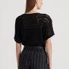 Suéteres de manga corta de malla de algodón Ralph Lauren negros para mujer Suéteres de manga corta de malla de algodón Ralph Lauren negros para mujer