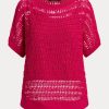 Suéteres de manga corta de malla de algodón Ralph Lauren para mujer en color fucsia