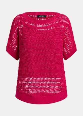 Suéteres de manga corta de malla de algodón Ralph Lauren para mujer en color fucsia Suéteres de manga corta de malla de algodón Ralph Lauren para mujer en color fucsia