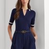 Suéteres de manga corta de mezcla de seda Ralph Lauren para mujer en azul marino Suéteres de manga corta de mezcla de seda Ralph Lauren para mujer en azul marino