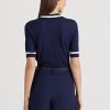 Suéteres de manga corta de mezcla de seda Ralph Lauren para mujer en azul marino Suéteres de manga corta de mezcla de seda Ralph Lauren para mujer en azul marino