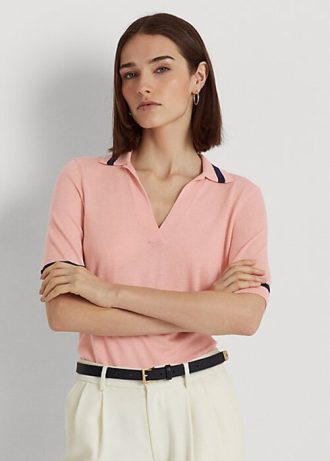 Suéteres de manga corta de mezcla de seda Ralph Lauren para mujer en color rosa Suéteres de manga corta de mezcla de seda Ralph Lauren para mujer en color rosa