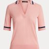 Suéteres de manga corta de mezcla de seda Ralph Lauren para mujer en color rosa Suéteres de manga corta de mezcla de seda Ralph Lauren para mujer en color rosa