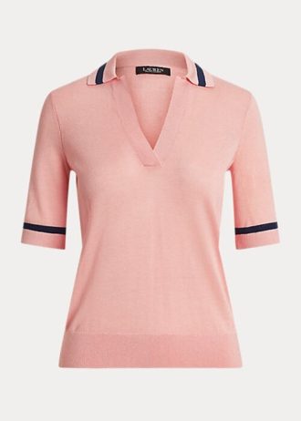 Suéteres de manga corta de mezcla de seda Ralph Lauren para mujer en color rosa Suéteres de manga corta de mezcla de seda Ralph Lauren para mujer en color rosa