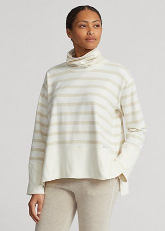 Suéteres de polar de alto rendimiento a rayas Ralph Lauren para mujer en color crema Suéteres de polar de alto rendimiento a rayas Ralph Lauren para mujer en color crema