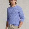 Suéteres de punto trenzado de algodón morados de Ralph Lauren para hombre Suéteres de punto trenzado de algodón morados de Ralph Lauren para hombre