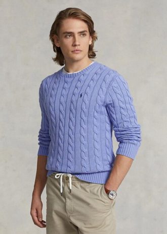 Suéteres de punto trenzado de algodón morados de Ralph Lauren para hombre Suéteres de punto trenzado de algodón morados de Ralph Lauren para hombre